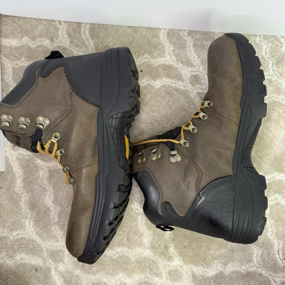 Everest Mens Brown Leather Lace Up Waterproof‎ Round Toe Hiking Boots Size US 14
